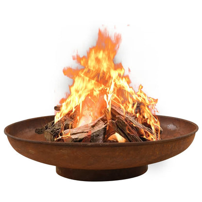 31.5" Rustic Looking Steel Fire Pit, (31.5" x 7.9"), Brown