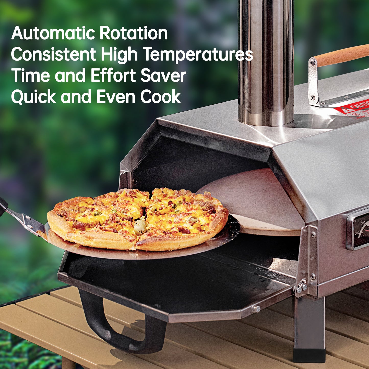 Steel Outdoor Pizza Oven, Rotatable, Portable, (24.4" x 15" x 28")