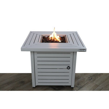 White Steel Propane / Natural Gas Square Fire Pit Table (30" W x 30" D x 25" H)