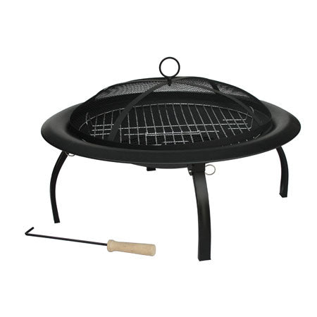 29" Portable Folding Cooking Fire Pit with Carrying Bag, Black