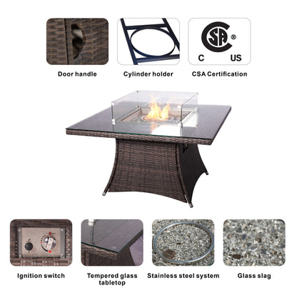 47" Wicker Outdoor Rattan 50,000BTU Propane Gas Fire Pit Table