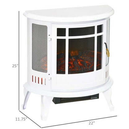 22" Freestanding Electric Fireplace Heater, White