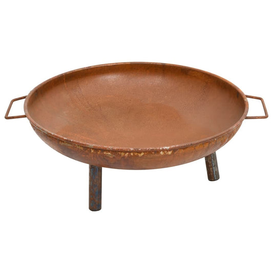 26.6" Steel Fire Pit, (26.6" x 22.8" x 8.9"), Rustic Brown