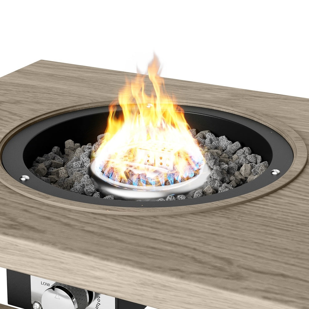 Stainless Steel Ice Tub Aluminum Fire Pit Table, Gas Propane, (47.3" W x 20.5" H x 15.8" D)