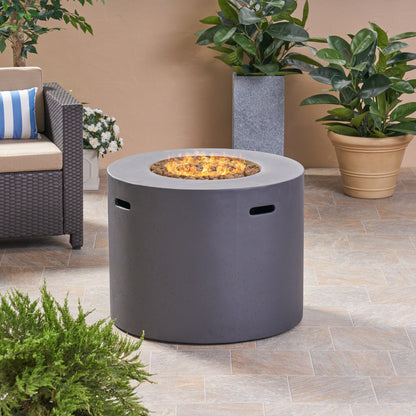 31.10" Round Dark Grey Concrete Fire Pit Table (31.10" x 31.10" x 24.50")