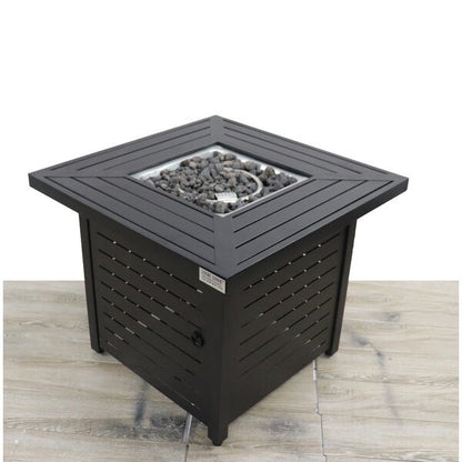 Steel Propane/Natural Gas, Black Square Fire Pit Table (30" W x 30" D x 25" H)