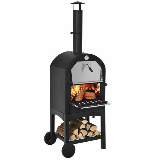 Portable Outdoor Pizza Oven with Pizza Stone and Waterproof Cover (23.2" x 18.1" x 63.8")