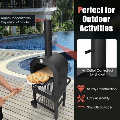 Portable Outdoor Pizza Oven with Pizza Stone and Waterproof Cover (23.2" x 18.1" x 63.8")