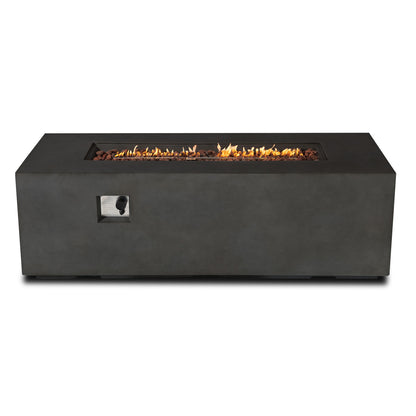 Dark Grey Concrete Fire Pit Table, 60,000 BTU Outdoor Propane Gas Fire Pit (70" W x 24" H x 23.6" D)