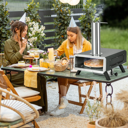 Outdoor Pizza Oven, Portable Wood Pellet Stove with Rotatable Stone (33" x 15" x 22")