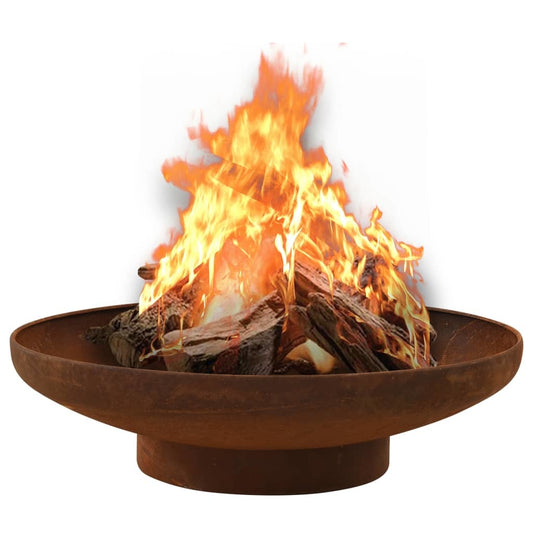 23.2" Weathered Steel Fire Pit, (23.2" x 6.3"), Brown