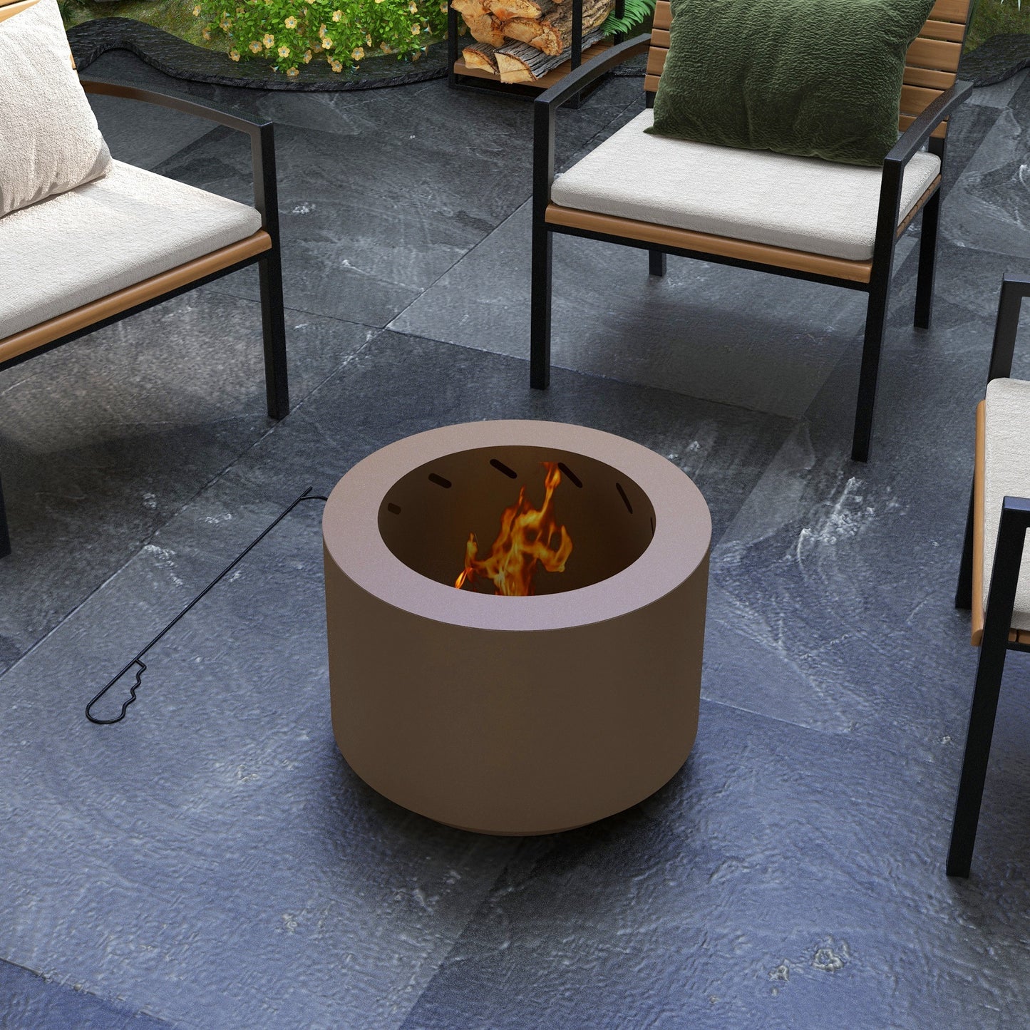 Smokeless Fire Pit, 19" Portable Wood Burning Firepit (19" Dia x 14.25" H), Bronze