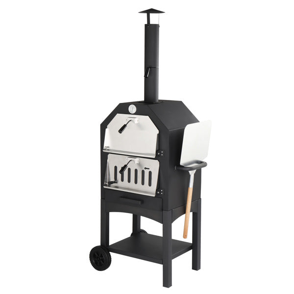 Portable Wood Fired Outdoor Pizza Oven with Stone and Cover (26" x 22.4" x 62.2")