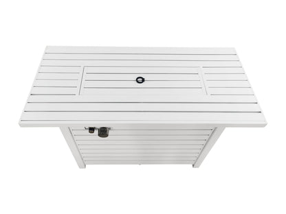 White Outdoor Fire Pit Table with Lid, 50,000 BTU (42" W x 20" H x 25" D)