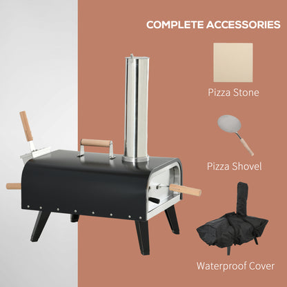 Portable Pellet Wood Fired Outdoor Pizza Oven, Peel and Cover (32" x 15.75" x 28.25")