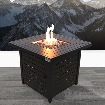 Steel Propane/Natural Gas Charcoal Gray, Square Fire Pit Table (30" W x 30" D x 25" H)