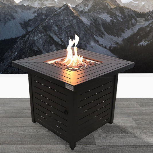 Steel Propane/Natural Gas Charcoal Gray, Square Fire Pit Table (30" W x 30" D x 25" H)