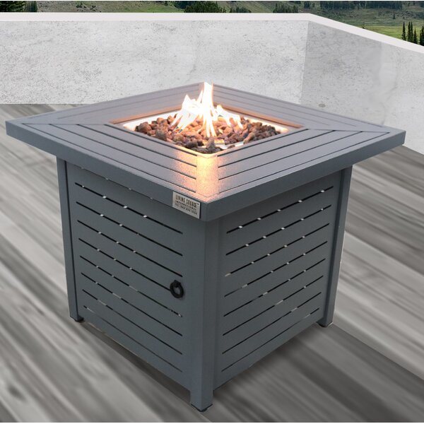 Square Stainless Steel Outdoor Fire Pit Table, 50,000 BTU (30" x 30" x 25")