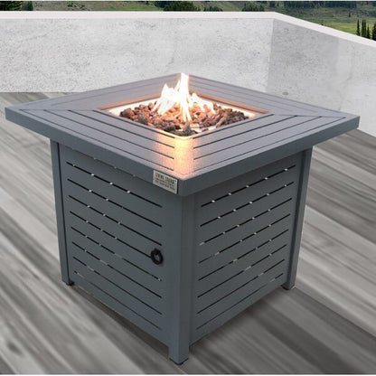 Square Stainless Steel Outdoor Fire Pit Table, 50,000 BTU (30" x 30" x 25")