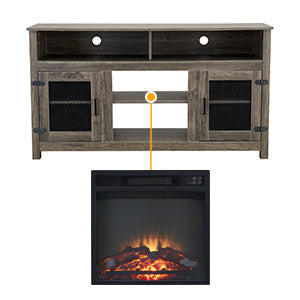 58" Modern Farmhouse TV Stand with Electric Fireplace, Grey