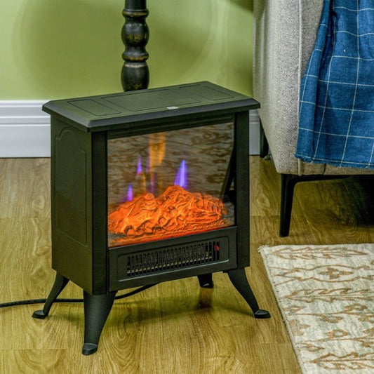 15.25" Electric Fireplace Heater LED Flame Fireplace Stove, Black