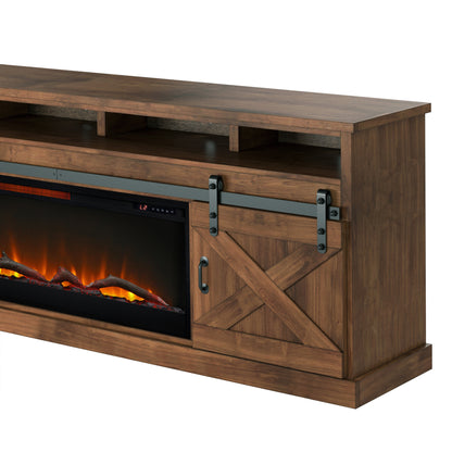 93" Farmhouse Electric Fireplace Center for TVs up to 100 inches, Minimal Assembly, Aged Whiskey Finish