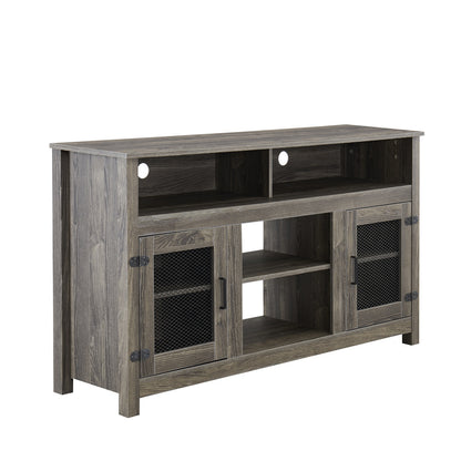 58" Modern Farmhouse TV Stand with Electric Fireplace, Grey