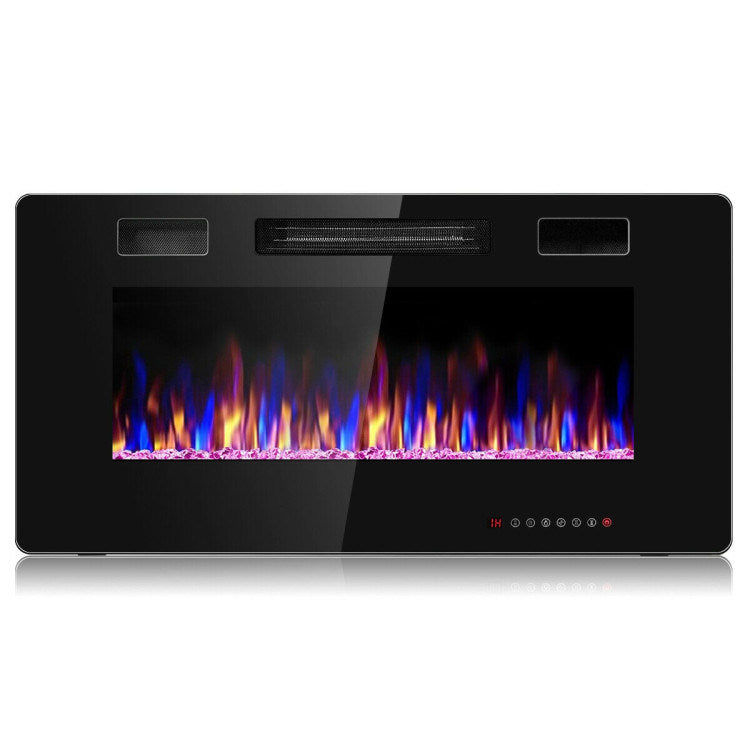 36" Ultra Thin Wall Mounted Electric Fireplace, 750W/1500W, Black