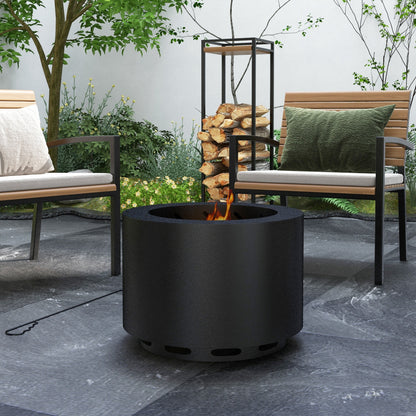 Smokeless Fire Pit, 19" Portable Wood Burning Firepit (19" Dia x 14.25" H), Black