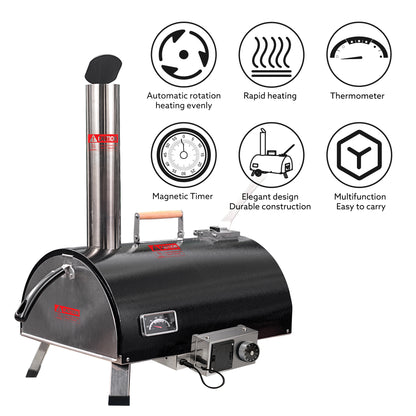 Automatic Rotatable Outdoor Pizza Oven, Portable (26.8" x 15" x 28.5")