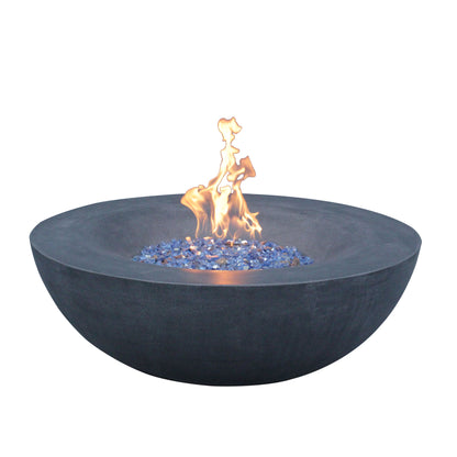 42" Modern Black & Gray Concrete Fire Pit Bowl with Adjustable Feet and Fabric Cover