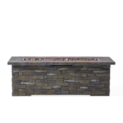 Concrete Fire Table, Rectangle Gas Burning Fire Pit, Grey (56" x 26.25" x 18.75")