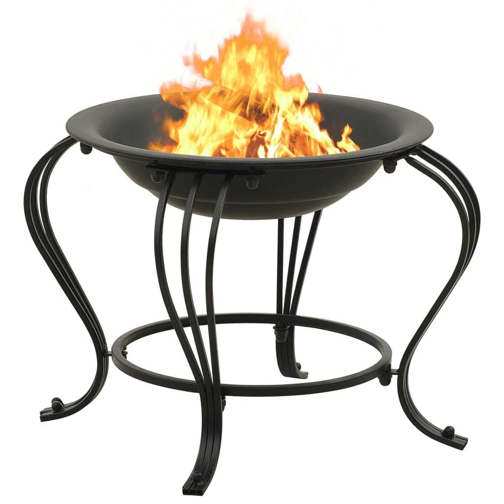 19.3" Regally Designed Steel Fire Pit with Poker, (19.3" x 19.3" x 17.3"), Black