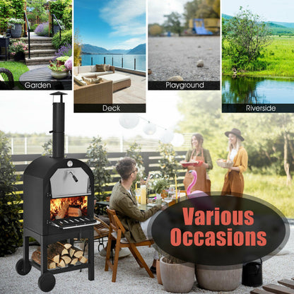 Portable Outdoor Pizza Oven with Pizza Stone and Waterproof Cover (23.2" x 18.1" x 63.8")