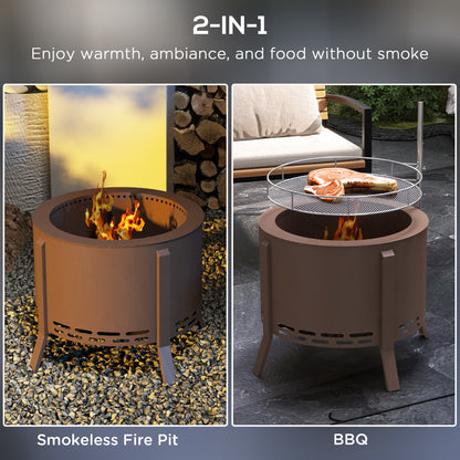 2-in-1 Smokeless Fire Pit and BBQ Grill (19" Dia x 16.5" H), Brown