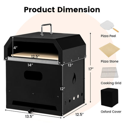 4-in-1 Portable Outdoor Pizza Oven with 12" Stone (14" x 13" x 17")