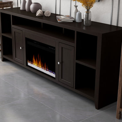 84" Electric Fireplace Center for TVs up to 95 inches, Minimal Assembly, Mocha Finish