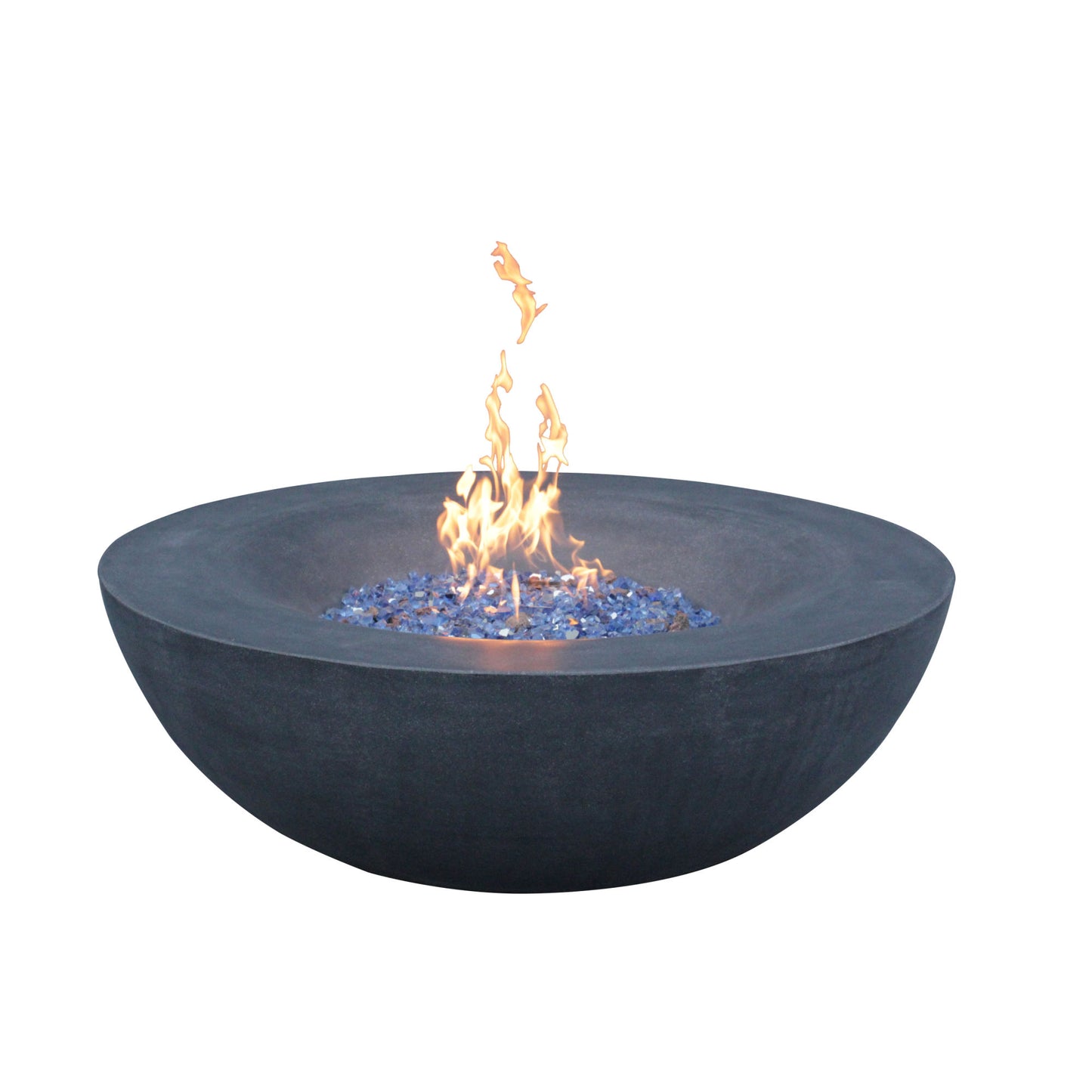 42" Modern Black & Gray Concrete Fire Pit Bowl with Adjustable Feet and Fabric Cover