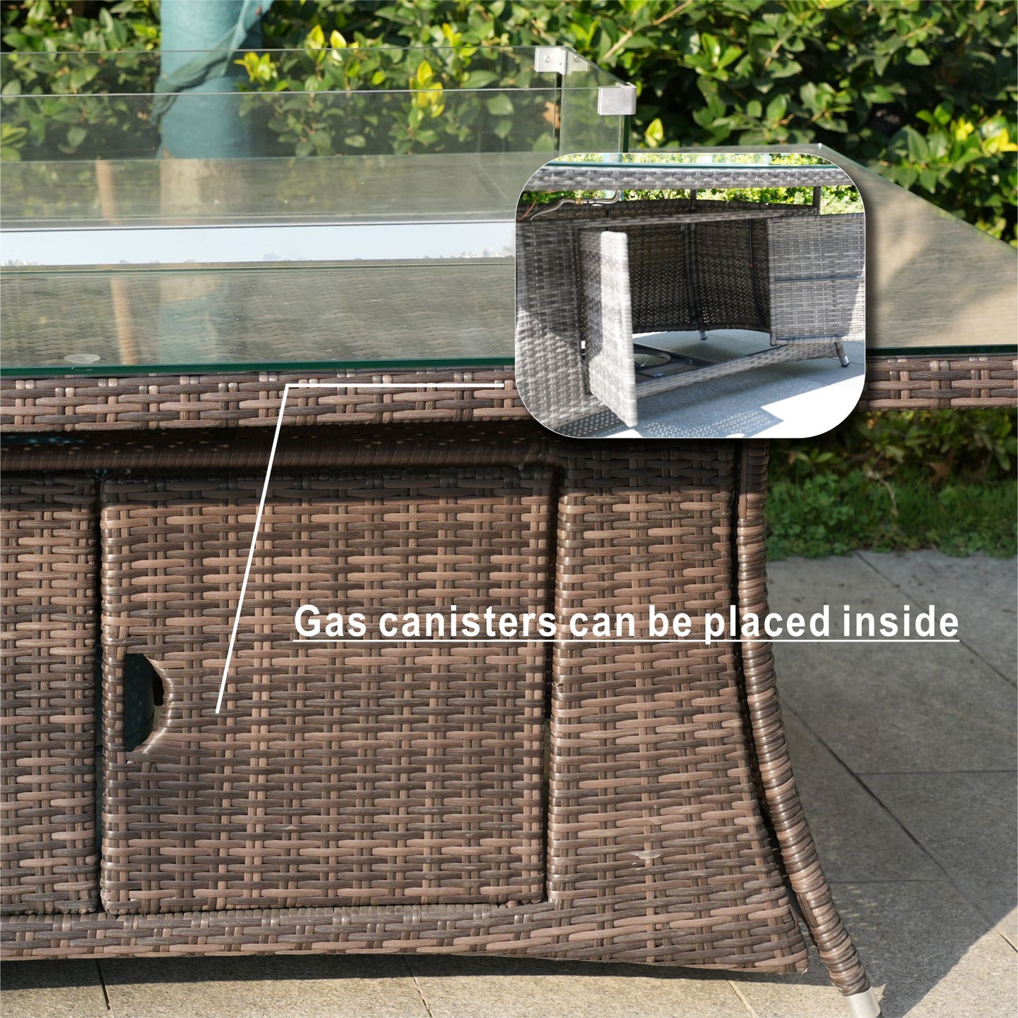 47" Wicker Outdoor Rattan 50,000BTU Propane Gas Fire Pit Table