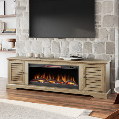 Topanga 83" Electric Fireplace Center for TV's up to 95 inches, w/ 42" Electric Fireplace, Alabaster Finish