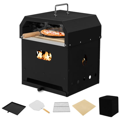 4-in-1 Portable Outdoor Pizza Oven with 12" Stone (14" x 13" x 17")