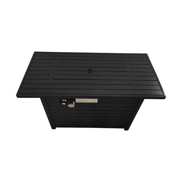 Steel Outdoor Fire Pit Table with Lid - Black, 50,000 BTU (54" L x 20" W x 16" H)