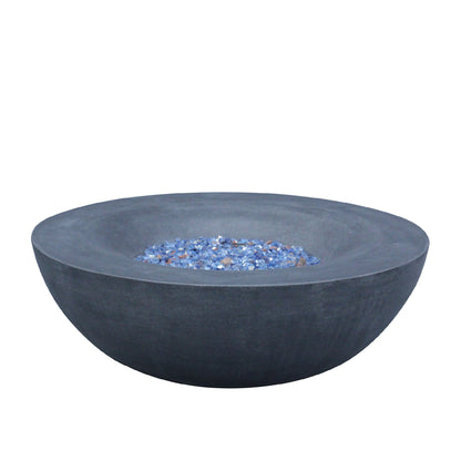 42" Modern Black & Gray Concrete Fire Pit Bowl with Adjustable Feet and Fabric Cover