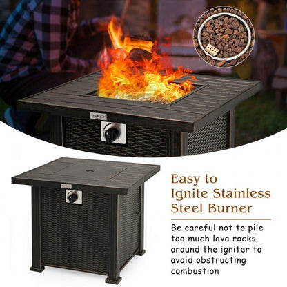 Square Propane Gas Fire Pit Table with Table Cover, 50000 BTU  (30" x 30" x 25")