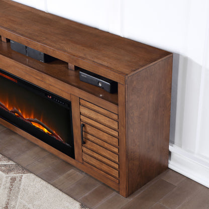 Sausalito 78" Electric Fireplace Center for TVs up to 95 inches, Whiskey Finish