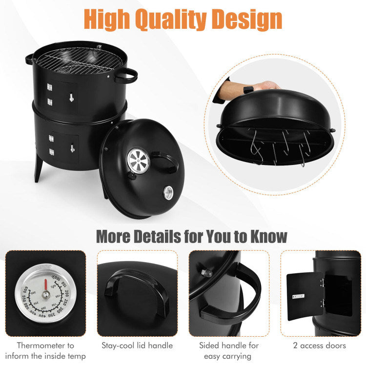 20.5" 3-in-1 Multifunctional Vertical Cooking Fire Pit & BBQ Grill