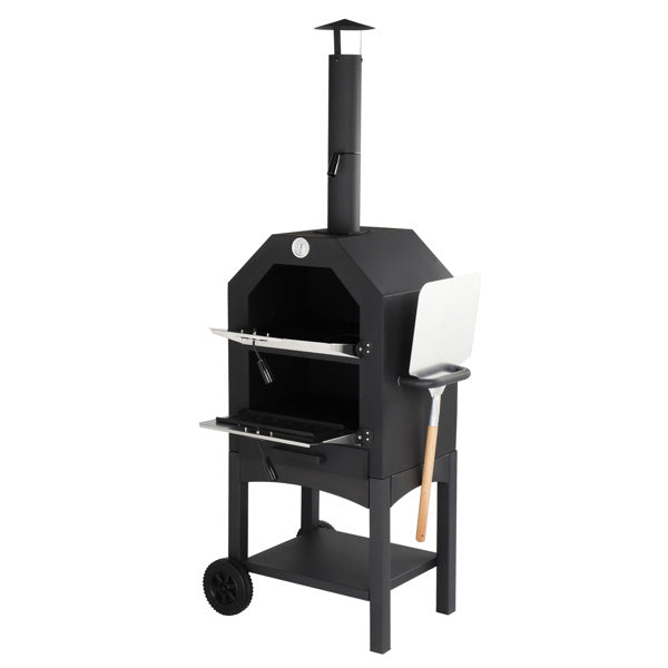 Portable Wood Fired Outdoor Pizza Oven with Stone and Cover (26" x 22.4" x 62.2")