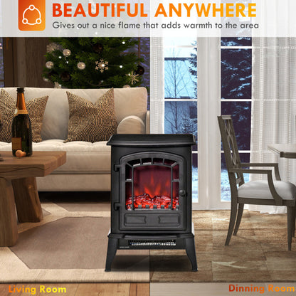 22" Black Electric Fireplace Heater with Adjustable Flame