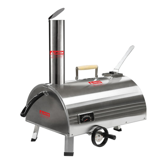 Silver, Semi-Automatic Rotatable Outdoor Pizza Oven (26.8" x 15" x 28.5)