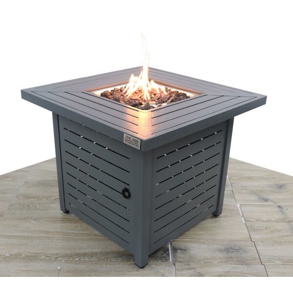 Square Stainless Steel Outdoor Fire Pit Table, 50,000 BTU (30" x 30" x 25")